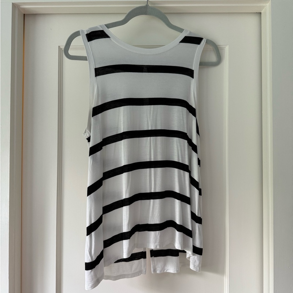 Black and White Striped Sleeveless Top - Halogen